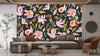 Watercolor Pink Wildflowers Wallpaper, Seamless Pattern Mural, Oversized Custom Size Wall Art, Non-Woven, Non-Adhesive, Modern Wall Paper, Removable