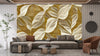 Ethnic Ikat Leaves Wallpaper, Seamless Pattern Mural, Oversized Custom Size Wall Art, Non-Woven, Non-Adhesive, Modern Wall Paper, Removable