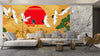 Japanese Landscape Wallpaper, Cranes Mural, Oversized Custom Size Wall Art, Non-Woven, Non-Adhesive, Modern Wall Paper, Removable