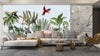 Jungle Animals Wallpaper, Flowers Mural, Oversized Custom Size Wall Art, Non-Woven, Non-Adhesive, Modern Wall Paper, Removable