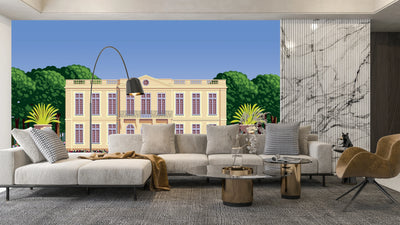 Traditional Romantic Old Chateau Wallpaper, Garden Mural, Oversized Custom Size Wall Art, Non-Woven, Non-Adhesive, Modern Wall Paper, Removable