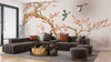 Chinoiserie Wallpaper, Tree and Birds Mural, Oversized Custom Size Wall Art, Non-Woven, Non-Adhesive, Modern Wall Paper, Removable