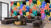 Colorful Diversed People Hand Wallpaper, Seamless Pattern Mural, Oversized Custom Size Wall Art, Non-Woven, Non-Adhesive, Modern Wall Paper, Removable
