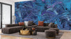 Dark Blue and Pink Wallpaper, Abstract Shapes Mural, Oversized Custom Size Wall Art, Non-Woven, Non-Adhesive, Modern Wall Paper, Removable