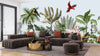 Jungle Animals Wallpaper, Flowers Mural, Oversized Custom Size Wall Art, Non-Woven, Non-Adhesive, Modern Wall Paper, Removable