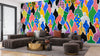 Colorful Diverse People Crowd Wallpaper, Seamless Pattern Mural, Oversized Custom Size Wall Art, Non-Woven, Non-Adhesive, Modern Wall Paper, Removable