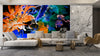 Beautiful Flowers Wallpaper, Black Background Mural, Oversized Custom Size Wall Art, Non-Woven, Non-Adhesive, Modern Wall Paper, Removable