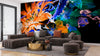 Beautiful Flowers Wallpaper, Black Background Mural, Oversized Custom Size Wall Art, Non-Woven, Non-Adhesive, Modern Wall Paper, Removable