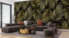 Tropical Luxury Golden Palm Wallpaper, Seamless Pattern Mural, Oversized Custom Size Wall Art, Non-Woven, Non-Adhesive, Modern Wall Paper, Removable