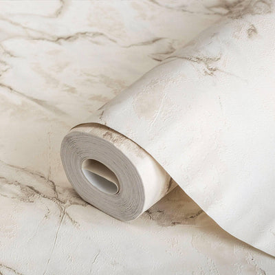 Luxury Marble Pattern Wallpaper, Beige 3D Embossed Textured Stone Design Realistic Wallcovering - Walloro High End Wallcoverings & More