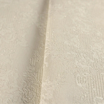 Modern Deep Embossed Wallpaper, Cream Solid Color Plain Elegant Sparkling Glittering Wallcovering, Easy Clean, Abstract, Plain, Non-Woven - Walloro High End Wallcoverings & More