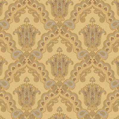 Modern Yellow Damask Wallpaper, Home Wall Decor, Aesthetic Wallpaper, Textured Wallcovering Non-Adhesive and Non-Peel and Stick - Walloro High End Wallcoverings & More