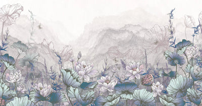 Nature Forest Wall Mural, Gray Trees Wallpaper, Botanic Theme Customized Wall Covering, Non-Woven, Non-Adhesive, Removable, Washable, Removable - Walloro High End Wallcoverings & More