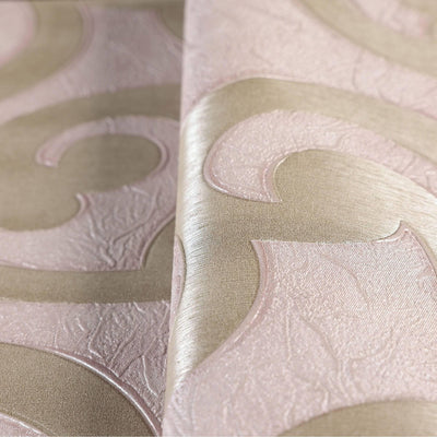 Pink Lace Trellis Wallpaper, Shiny Silver Gold Patterns Faded Colors Damask Design - Walloro High End Wallcoverings & More