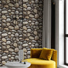 Realistic Embossed Oval Stone Wallpaper, Gray, Tan Farmhouse, Lodge Home Interior Design Wallcovering - Walloro High End Wallcoverings & More
