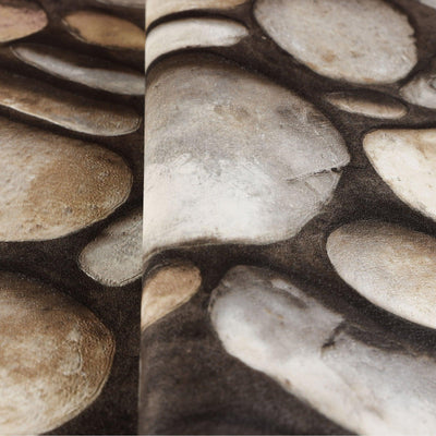 Realistic Embossed Oval Stone Wallpaper, Gray, Tan Farmhouse, Lodge Home Interior Design Wallcovering - Walloro High End Wallcoverings & More