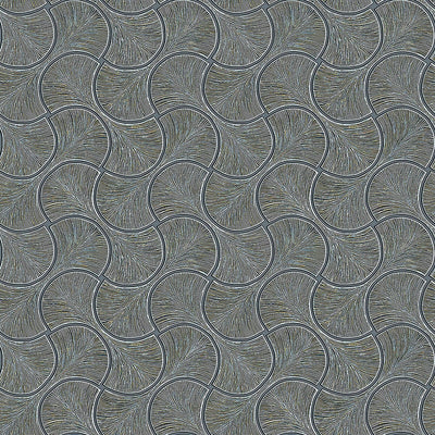 Round Geometric Shapes Deep Embossed Wallpaper, Brown Green Shiny Surface Textured Wall Accent Decor - Walloro High End Wallcoverings & More