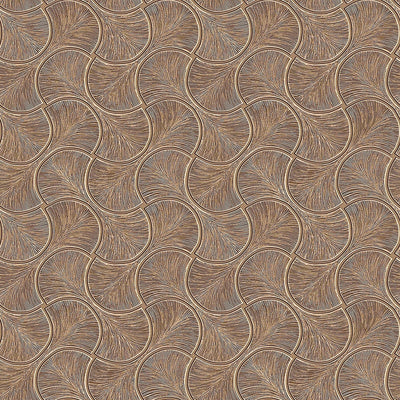 Round Geometric Shapes Deep Embossed Wallpaper, Brown Shiny Surface Textured Wall Accent Decor - Walloro High End Wallcoverings & More