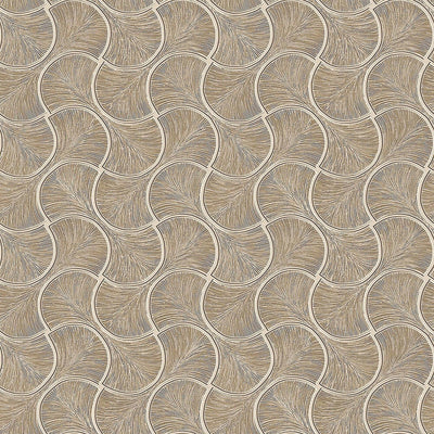 Round Geometric Shapes Deep Embossed Wallpaper, Light Brown Shiny Surface Textured Wall Accent Decor - Walloro High End Wallcoverings & More