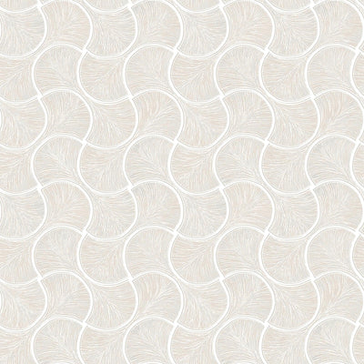 Round Geometric Shapes Deep Embossed Wallpaper, Light Neutral Shiny Surface Textured Wall Accent Decor - Walloro High End Wallcoverings & More