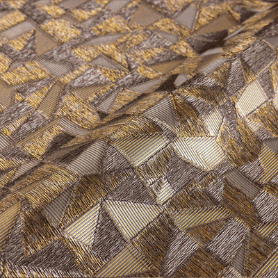 Shimmering Geometric Shapes Wallpaper, Dark Brown, Gold Deep Embossed Asymmetrical Design Wallcovering - Walloro High End Wallcoverings & More