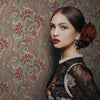 Stylish Paisley Green Red Wallpaper, Textured Wallcovering, Large 114 sq ft Roll, Washable, Home Wall Decor, Accent Wall Paper, Washable - Walloro High End Wallcoverings & More