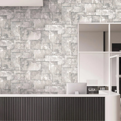 Stylish Rusted Gray Stone Metallic Wallpaper, Realistic 3D Embossed Industrial Wall Decor, Aesthetic Wallcovering - Walloro High End Wallcoverings & More