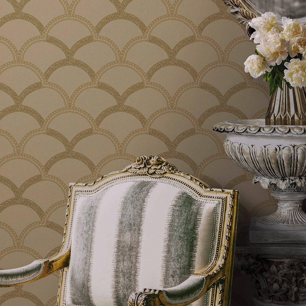 Tan Luxury Fish Scale Deep Embossed Wallpaper, 3D Textured Lace Patter ...