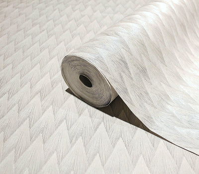 Timeless Geometric Deep Embossed Wallpaper, White 3D Rich Textured Line Art Wall Accent, Durable, Washable - Walloro High End Wallcoverings & More