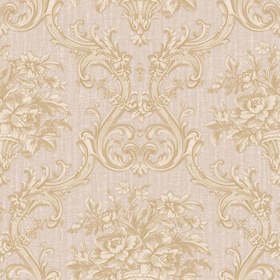 Timeless Velvet Feel Damask Embossed Wallpaper, Cream, Light Gold 3D Textured, Flocked, Washable, Luxury Wall Decoration - Walloro High End Wallcoverings & More