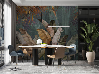 Tree Leaves Wall Mural, Green Extra Large Wallpaper, Custom Size Wall Covering, Non-Woven, Non-Adhesive, Removable, Washable, Modern Stylish - Walloro High End Wallcoverings & More