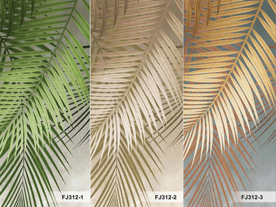 Tropical Tree Leaves Wallpaper, Above the Bed Wall Mural, Green Leaves Custom Size Wall Covering, Non-Woven, Non-Pasted, Washable, Removable - Walloro High End Wallcoverings & More