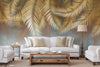 Tropical Tree Leaves Wallpaper, Above the Bed Wall Mural, Yellow Leaves Custom Size Wall Covering, Non-Woven, Non-Pasted, Washable, Removable - Walloro High End Wallcoverings & More
