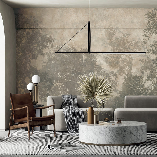 Vintage Trees Scenic Wall Mural, Light Beige Nature Theme Wallpaper, Oversized Landscape Scene Custom Size Wall Art, Non-Woven, Non-Pasted, Removable - Walloro High End Wallcoverings & More