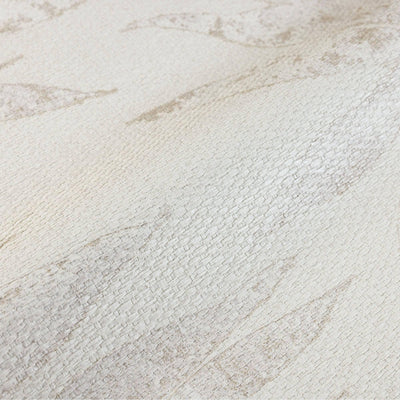 Washed White Leaf Wallpaper, Textured Faded Tree Leaves Wallcovering, Non-Pasted - Walloro High End Wallcoverings & More