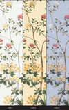 White Botanical Wall Mural, Butterfly Flowers Chinoiserie Wallpaper, Nature Theme Custom Size Wall Covering, Non-Woven, Non-Pasted, Removable, Washable - Walloro High End Wallcoverings & More