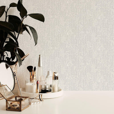 White Distressed Solid Color Wallpaper, 3D Embossed Shiny Wallcovering, Weathered Effect - Walloro High End Wallcoverings & More