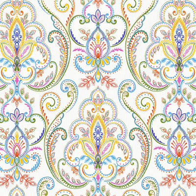 White Elegant Damask 3D Embossed Wallpaper, Vibrant Colors Textured Luxury Wallpaper - Walloro High End Wallcoverings & More