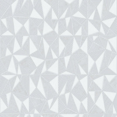 White Geometric Triangle Wallpaper, 3D Embossed Shiny Wallcovering, Abstract Pattern, Home Commercial Use - Walloro High End Wallcoverings & More