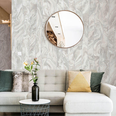White Marble Embossed Wallpaper, Marbled Pattern Striped Stone Effect Modern Wallcovering, Washable - Walloro High End Wallcoverings & More