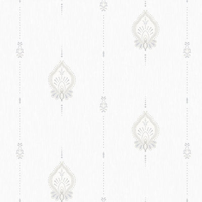 White Stylish Embossed Textured Wallpaper, Modern Ikat Stripeed Wallcovering - Walloro High End Wallcoverings & More