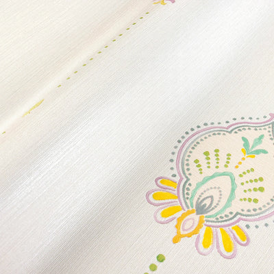 White Stylish Embossed Textured Wallpaper, Modern Vivd Multicolor Ikat Stripeed Wallcovering - Walloro High End Wallcoverings & More