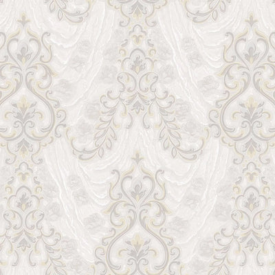 White Textured Embossed Flowered Gray, Home Wall Decor, Aesthetic Wallpaper, Textured Wallcovering Non-Adhesive- 41.7”W X 393”H - Walloro High End Wallcoverings & More