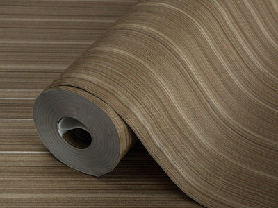 Brown Thin Striped 3D Embossed Wallpaper, Stylish Fabric Like Patterns Wallcovering - Walloro High End Wallcoverings & More